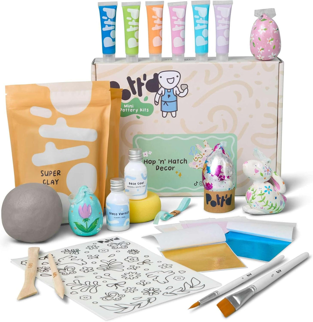 Pott'd Mini-Töpfer-Sets | Lufttrocknendes Töpferset für Erwachsene | Mit Farben, Töpferwerkzeugen un