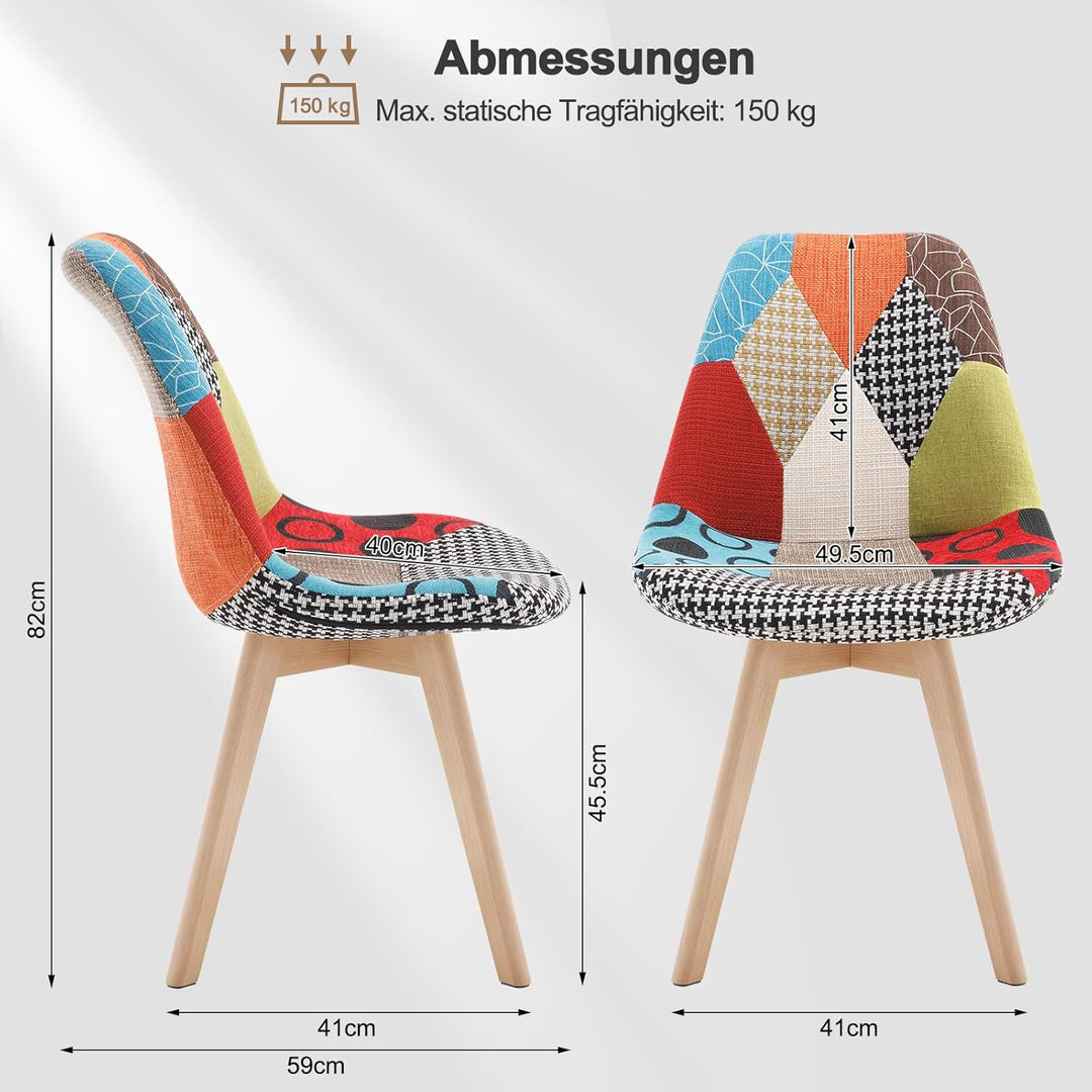 WOLTU 1 x Esszimmerstuhl 1 Stück Esszimmerstuhl Design Stuhl Küchenstuhl Holz Leinen Mehrfarbig BH29