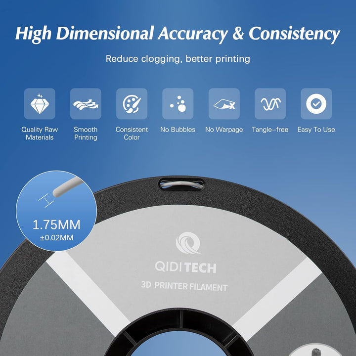 QIDI TECH PLA Rapido Filament 1.75mm, 3D Drucker Filament PLA, geeignet für Hochgeschwindigkeitsdruc