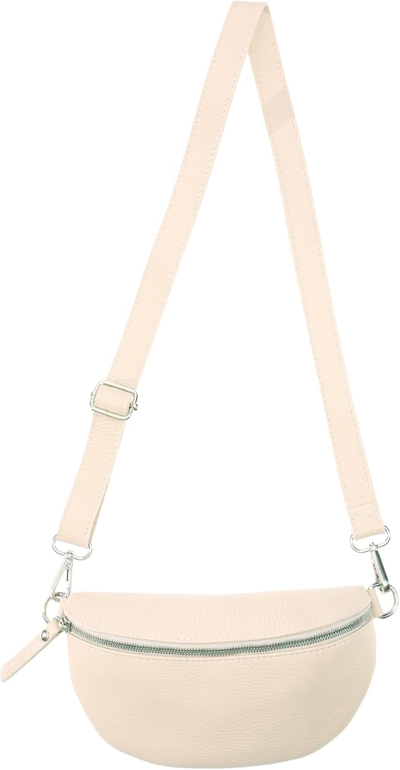 Zwillingsherz Bauchtasche mit Reissverschluss 100% Echtleder – Hochwertige Damen Bauchtasche Crossba