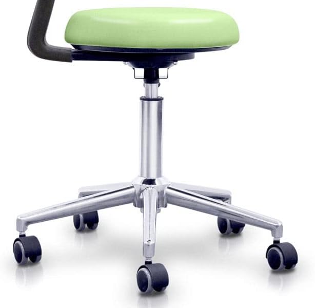 QUIRUMED Professioneller ergonomischer Hocker mit Rückenlehne, hellblau, Gestell aus Edelstahl, Kuns