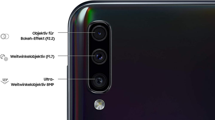 Samsung Galaxy A50 Smartphone (16.3cm (6.4 Zoll) 128GB interner Speicher, 4GB RAM, Schwarz) - Deutsc