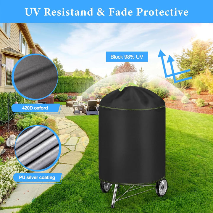 Kugelgrill Abdeckung, VDISRR Wetterfest Kugelgrill Abdeckhaube, 420D Oxford Holzkohlegrill Abdeckpla