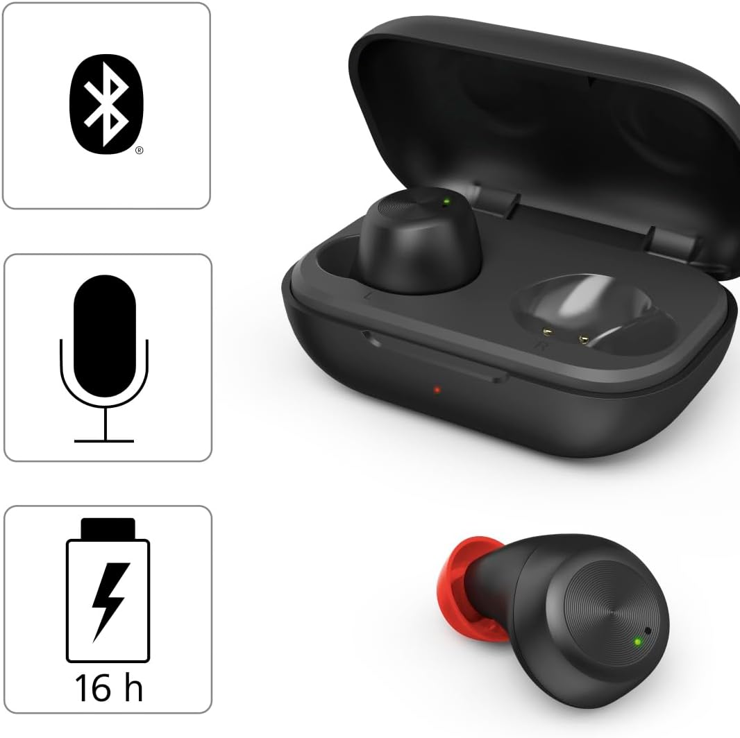 Hama Bluetooth Kopfhörer Spirit Chop IPX4 (True Wireless In Ear Kopfhörer schwarz, Kopfhörer kabello