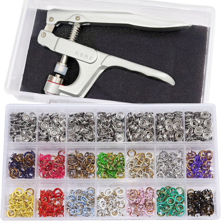 Druckknopf Set mit Zange, Φ9.5mm Jersey Druckknöpfe Metall Nähzubehör Buttons Knöpfe zum Annähen Wer