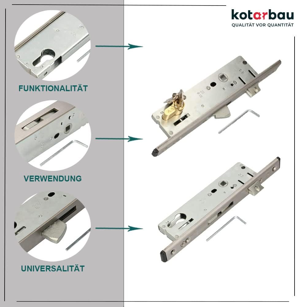 KOTARBAU® Rohrrahmenschloss 92 mm Dornmass 35 mm C-Stulp Edelstahl Einsteckschloss Türschloss Haustü