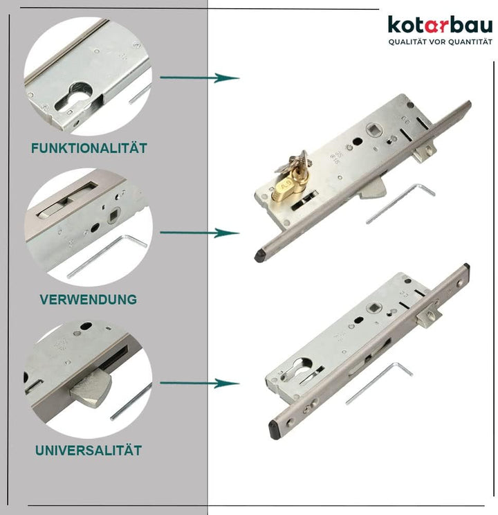 KOTARBAU® Rohrrahmenschloss 92 mm Dornmass 35 mm C-Stulp Edelstahl Einsteckschloss Türschloss Haustü