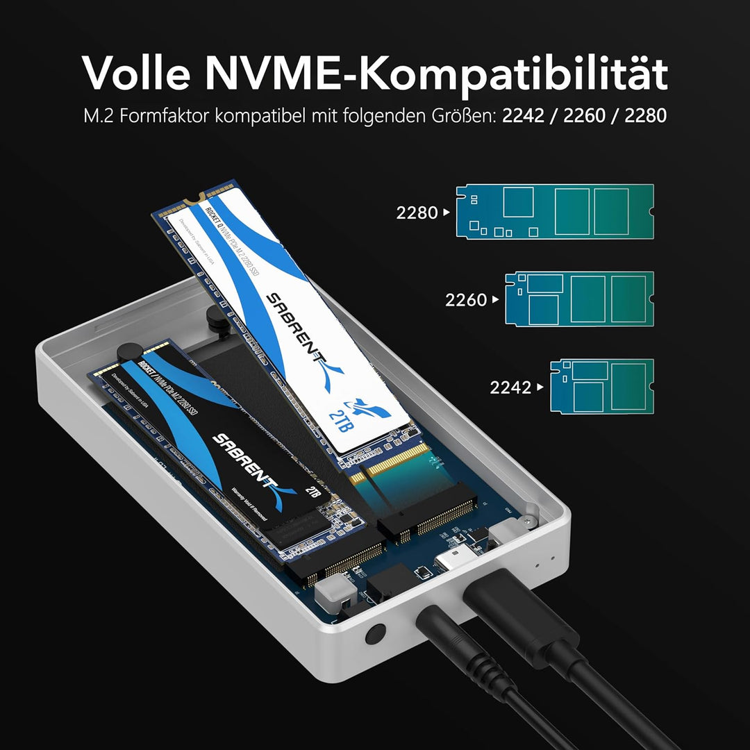 SABRENT SSD M.2 Gehäuse Dual Bay, 1500Mbps Thunderbolt 3 Docking Station USB C fur Aluminium Externe