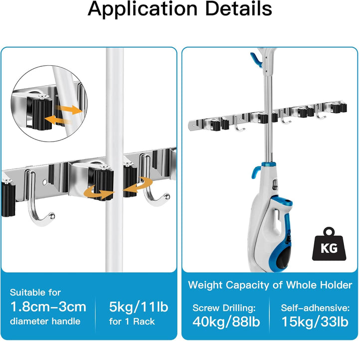 WECUTE Besenhalterung Wand 2 Stรผck Gerรคtehalter Hakenleiste Besenhalter Gartengerรคtehalter Gartenger