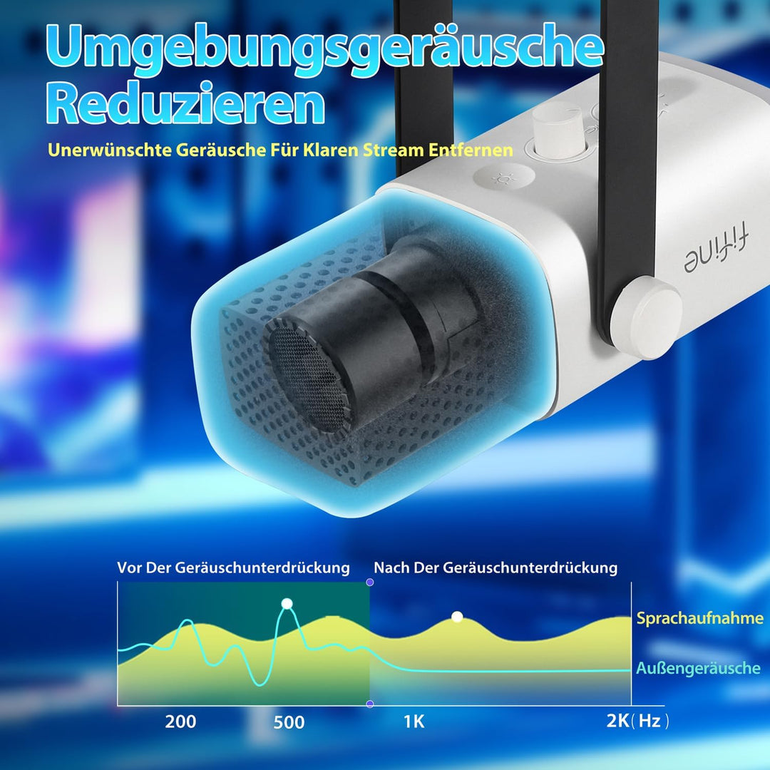 FIFINE USB XLR Mikrofon für Streaming Podcast Studio, Dynamisch Microphone Gaming PC mit Stummschalt