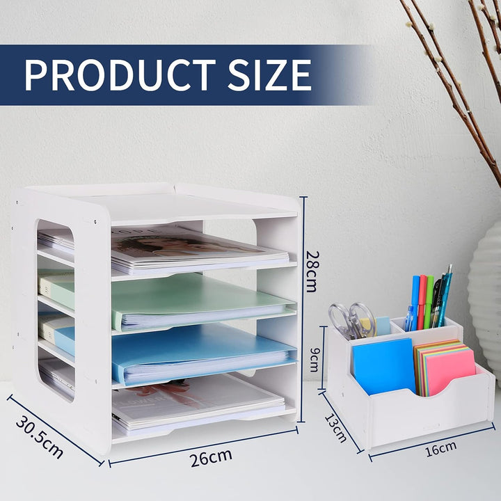 Schreibtisch-Organizer, Briefablage, Dokumentenhalter, A4-Papierablage, für Zuhause, Büro, Schule, 5