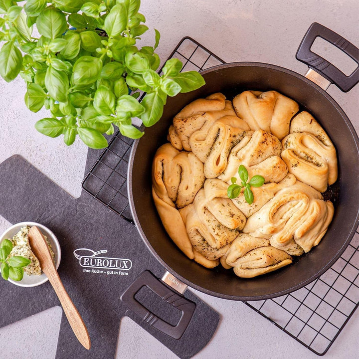 Eurolux Guss-Topf Set & Deckel Ø 24 cm - ca. 4,5 Liter - kleiner hoher Universal-Koch-Topf Aluguss m