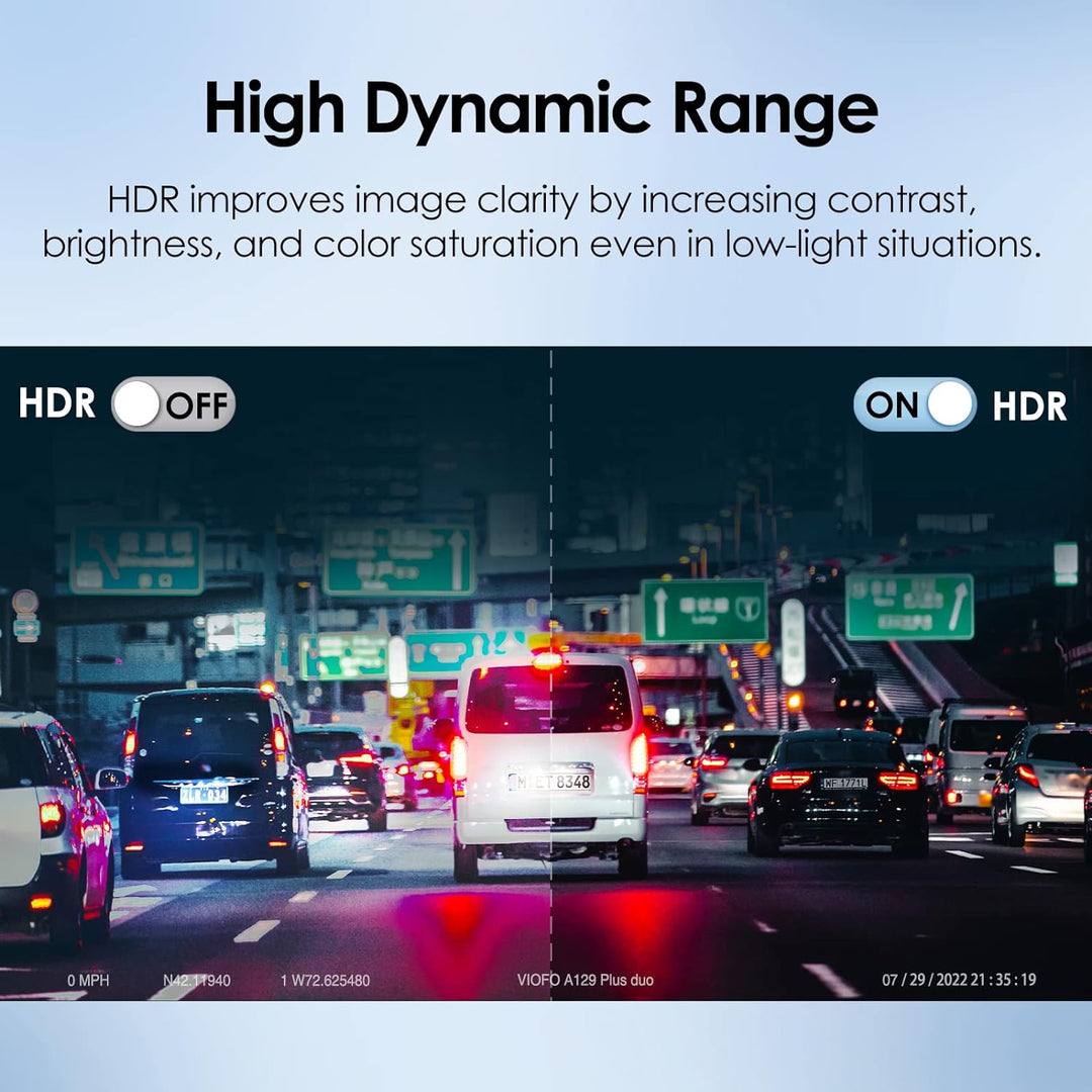 VIOFO A129 Plus Duo Dual WiFi WLAN Dashcam, GPS Modul 2K 1440P 60fps + 1080P Vorne Hinten Auto Kamer