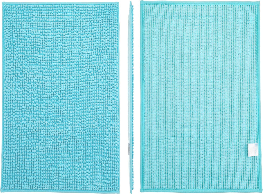Brandsseller Moderne Chenille Badmatte Duschmatte Badeteppich im Shaggy Style (50x80 cm, Aqua) 50x80