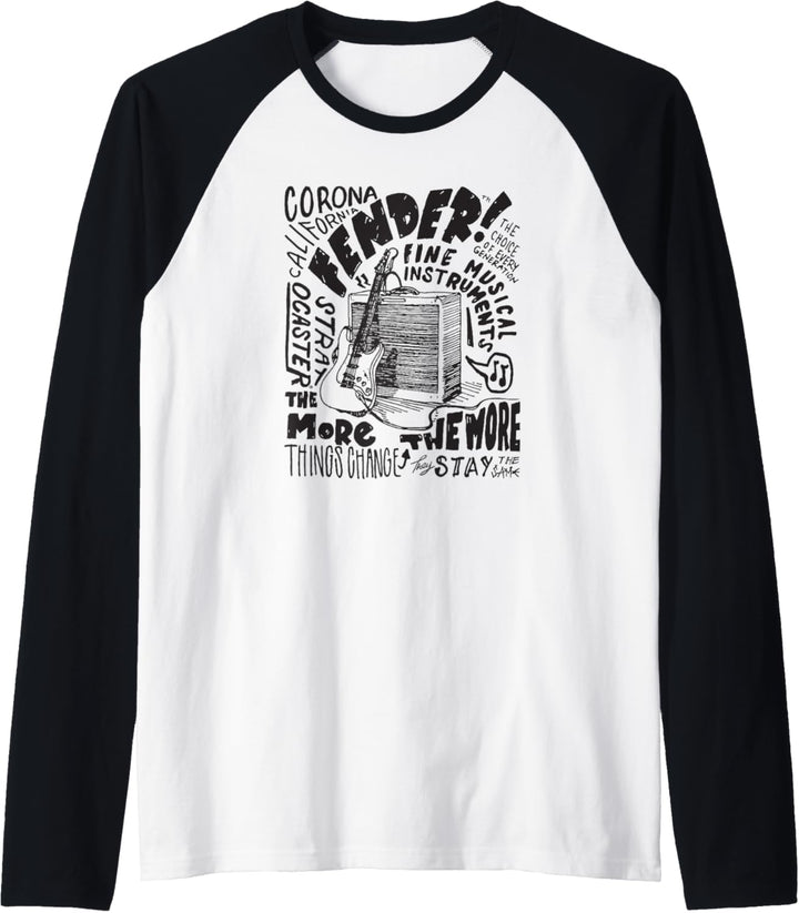 Fender Corona CA Guitar And Amp Sketch Raglan