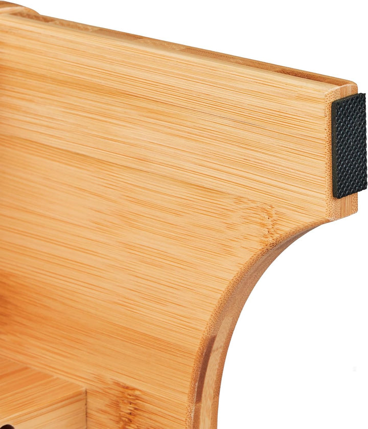 Relaxdays Fussbank Bambus, für Bad, Küche, Wohnzimmer, HBT: 17,5 x 39 x 25 cm, Kleiner Fusshocker, B