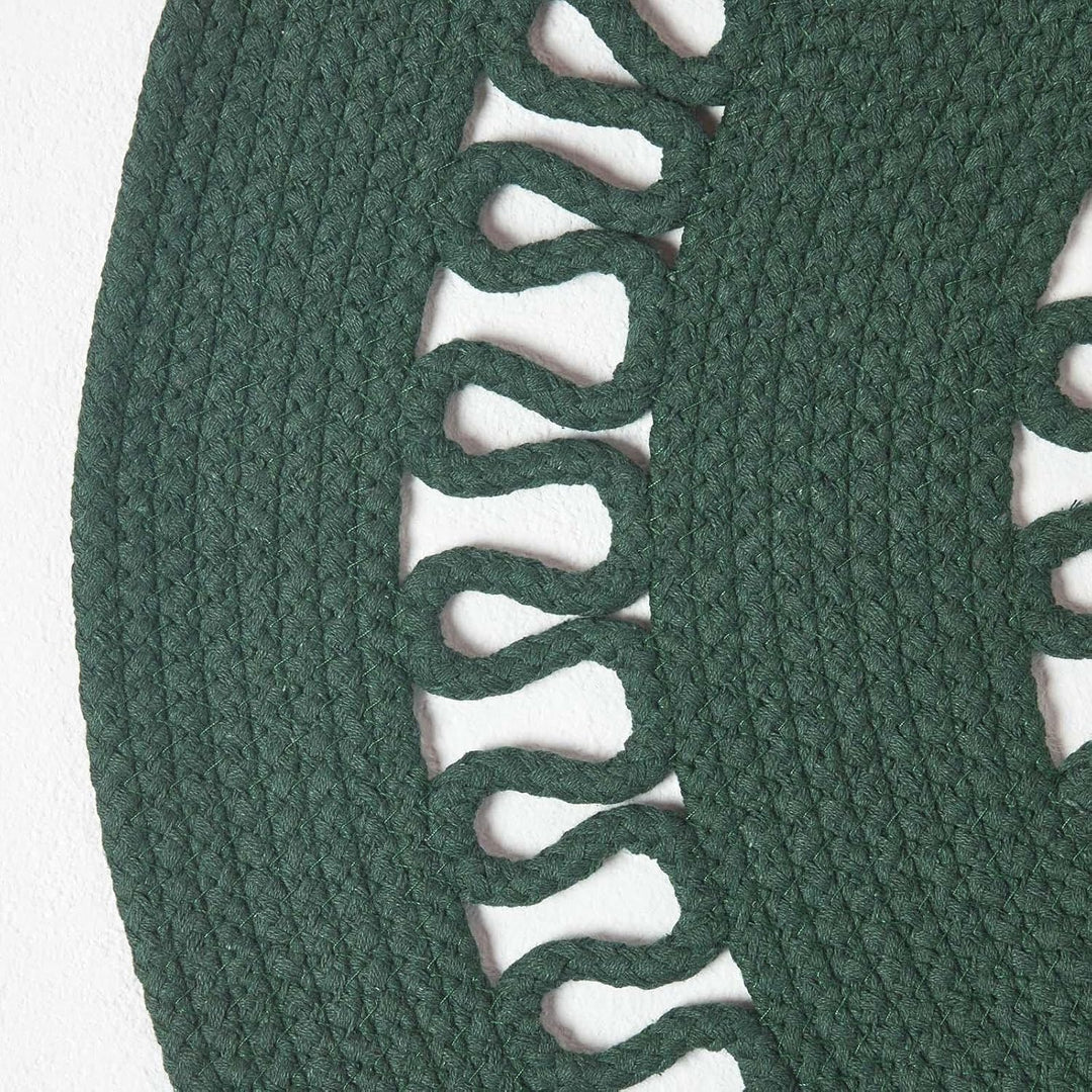 Homescapes grüner Teppich, rund, 90 cm, gehäkelter Teppich/Vorleger aus Baumwolle im Retro-Look mit