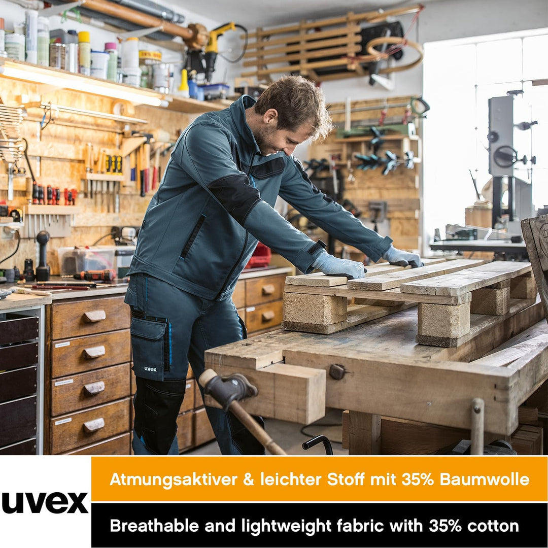 uvex Tune-up Herren-Arbeitshose lang - Männer-Arbeitshosen mit Stretch-Bund - Bundhose mit Kniepolst