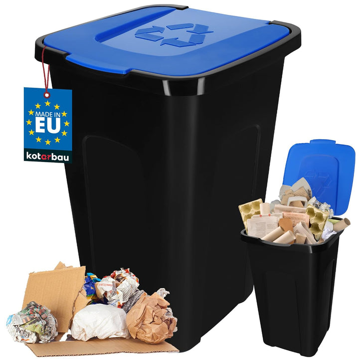 KOTARBAU® Abfalleimer 50l Mülltrennung Deckel in Blau Polyethylen Mülltonne mit Deckel blaue Tonne M