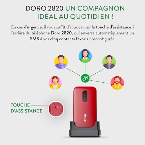 Doro 2820 4G Klapphandy für Senioren, entsperrt - Grosse sprechende Tasten - Kamera - Bluetooth - No
