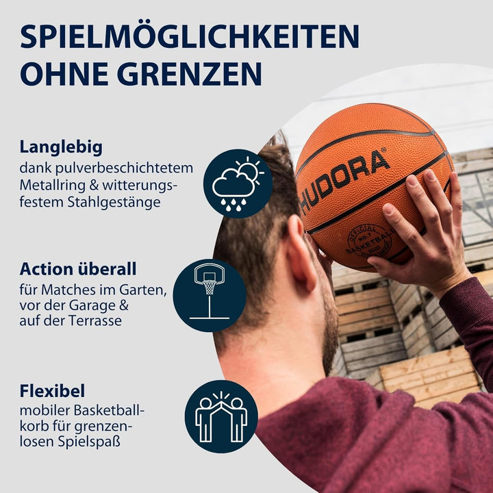 HUDORA Basketball-Ständer PRO XXL, höhenverstellbar bis 305 cm - Basketballkorb - 71661