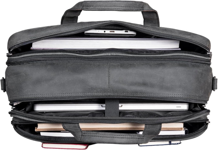 STILORD 'Gigantus' XXL Aktentasche Leder Laptoptasche 17,3 Zoll bis 19 Zoll Sehr Grosse Umhängetasch