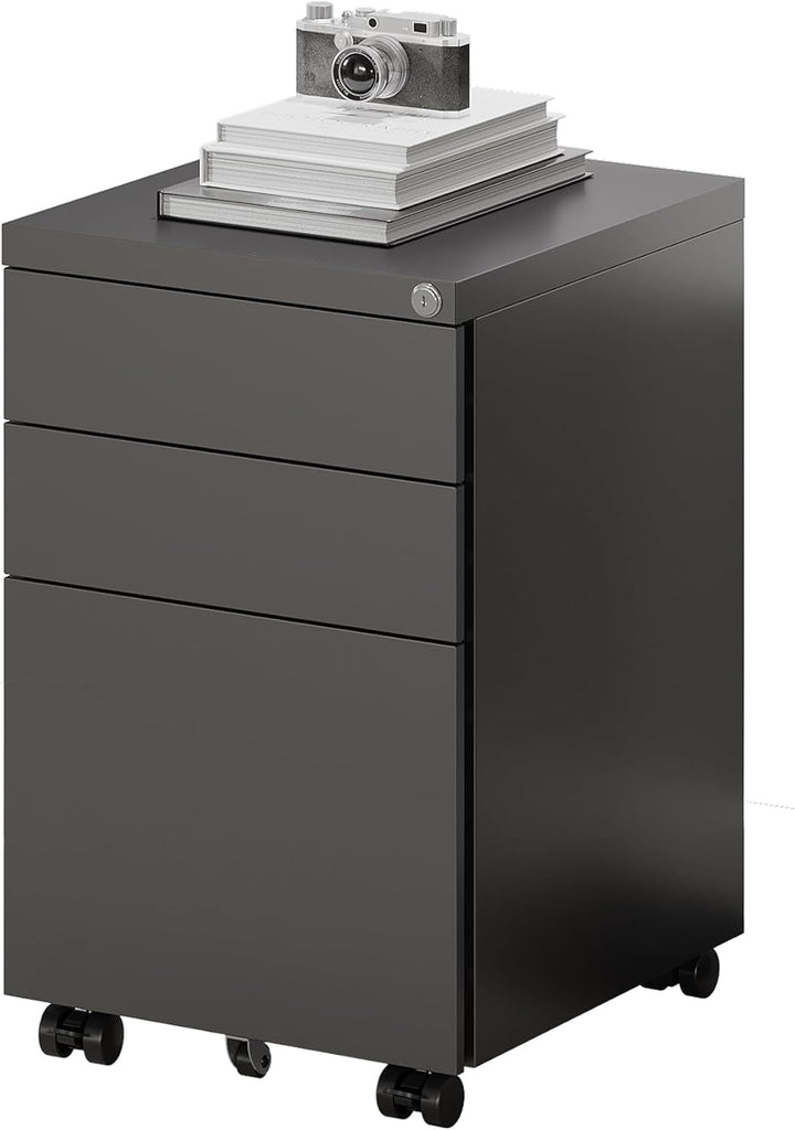 FLEXISPOT Rollcontainer mit 3 Schubladen, mobiler Aktenschrank mit Rollen, Schubladenschrank Bürosch