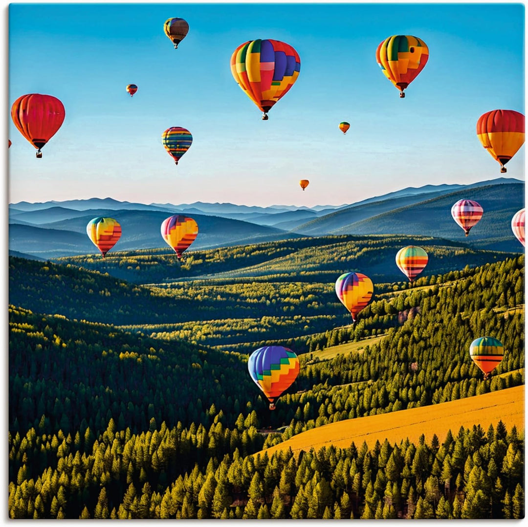 ARTland Leinwandbilder Wandbild Bild auf Leinwand 50x50 cm Wanddeko Landschaften Idyll Berge Wald Ba