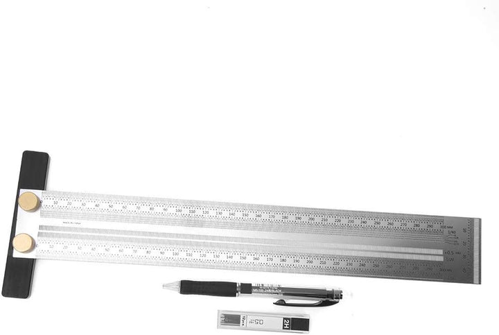 Anreisslineal Edelstahl T-Loch Lineal Präzisionsmarkierung T-Rule Carpenter Messwerkzeug zum Positio