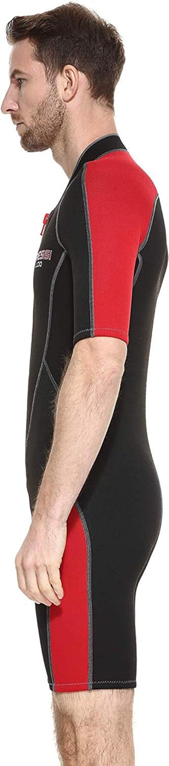 Cressi Lido Man - Shorty Neopren High Stretch 2 mm Neoprenanzug für Herren Schwarz -Rot XS, Schwarz