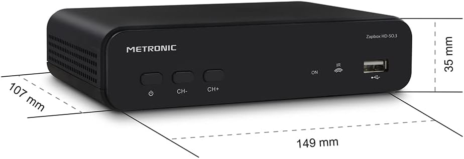 Metronic TNT Zapbox HD-So.3 Decoder mit USB-Port, Schwarz Einfacher TNT-Tuner, Einfacher TNT-Tuner