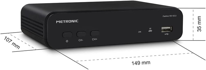 Metronic TNT Zapbox HD-So.3 Decoder mit USB-Port, Schwarz Einfacher TNT-Tuner, Einfacher TNT-Tuner
