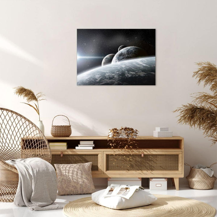 ARTTOR Bilder auf Leinwand Planeten Kosmos Sterne Leinwandbild 70x50cm Wandbilder Dekoration Wohnzim