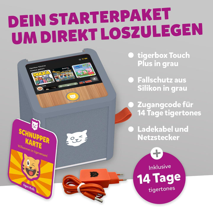 tigermedia tigerbox Touch Plus grau mit extra Langer Akkulaufzeit und Bluetooth Kopfhöreranschluss,