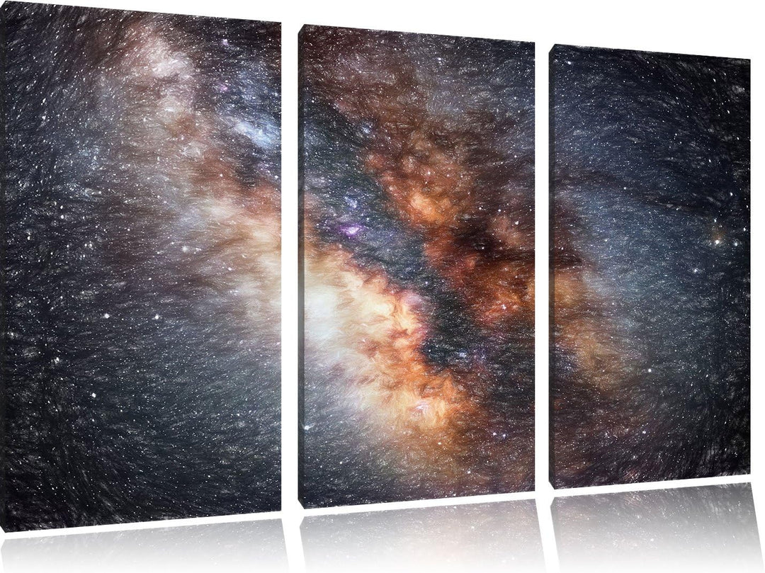Pixxprint Zentrum der Milchstrasse als Leinwandbild | Grösse: 3 Teilig (120x80) | Wandbild| Kunstdru