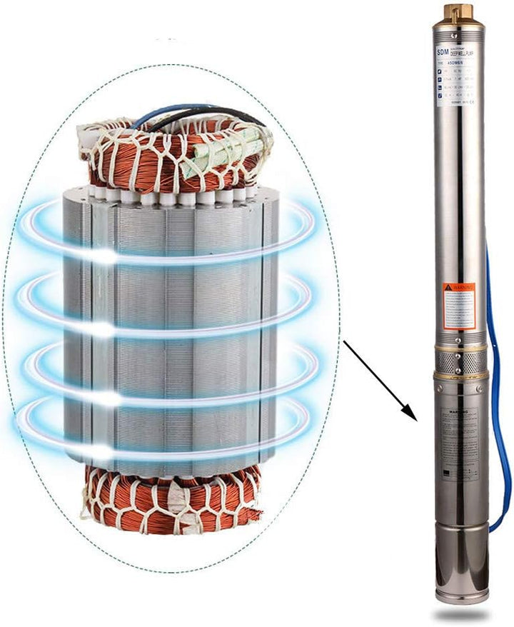 SHYLIYU Tiefbrunnenpumpe 220V Tauchpumpe Edelstahl Tauchpumpe oder Hauswasserwerk und Garten (0.5KW