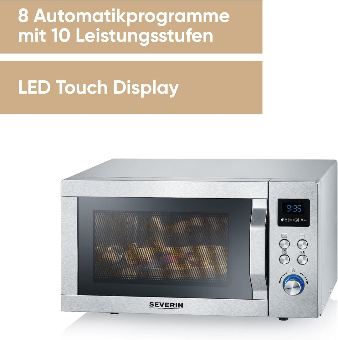 SEVERIN MW 7751 2-in-1 Mikrowelle (800 W, mit Grillfunktion, Inklusive Grillrost und Drehteller, Ø 2