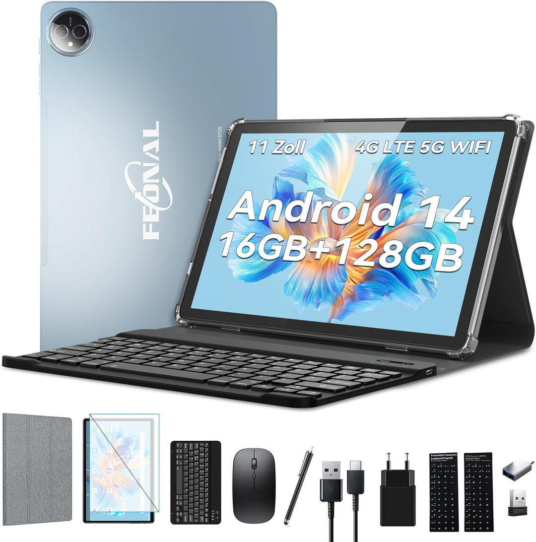 FEONAL 2025 Neueste Tablet 11 Zoll Android 15 Tablets Blau, Blau