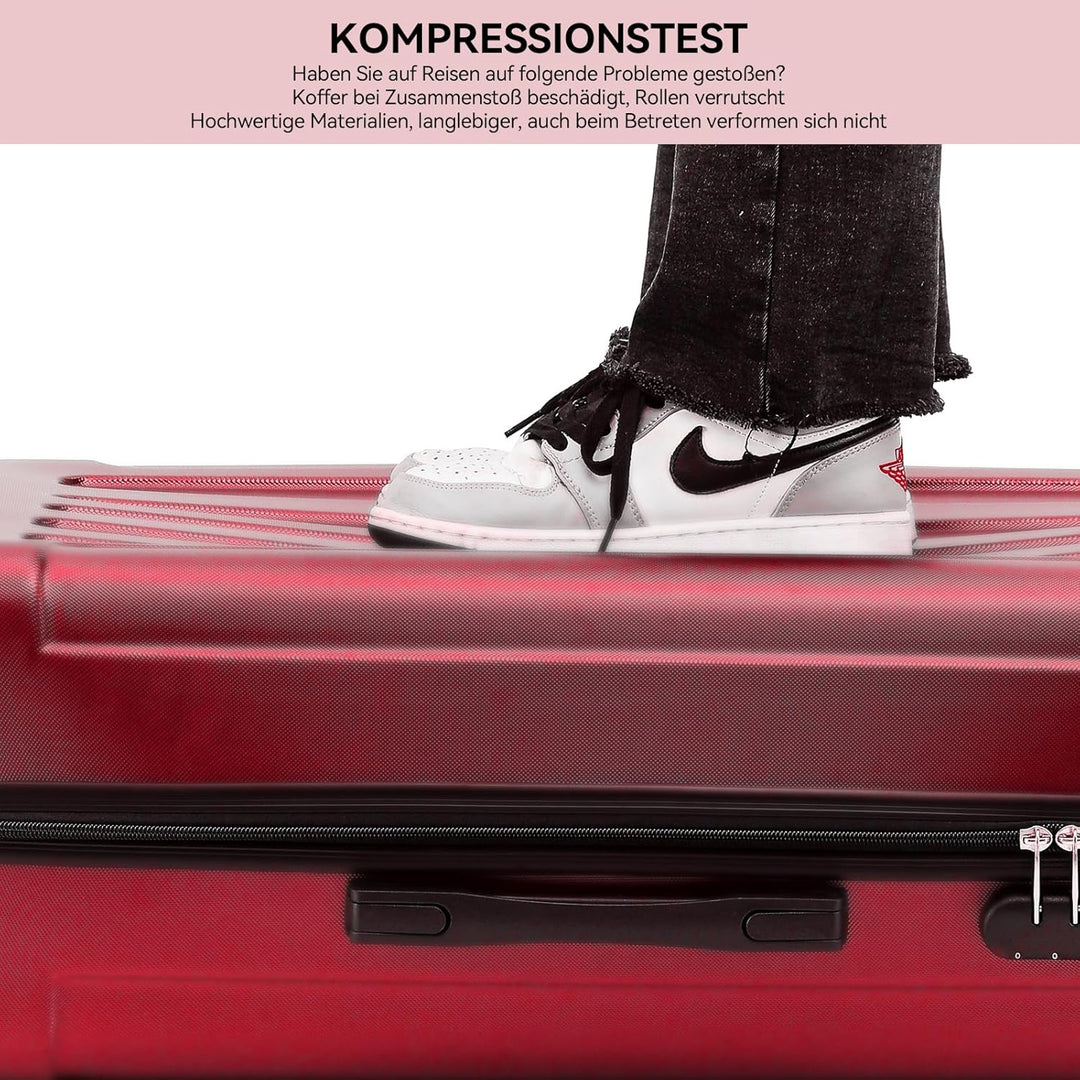 BEIBYE- Hartschalenkoffer Koffer Trolley Rollkoffer Reisekoffer Zahlenschloss 4 Zwilings-Rollen (Chi