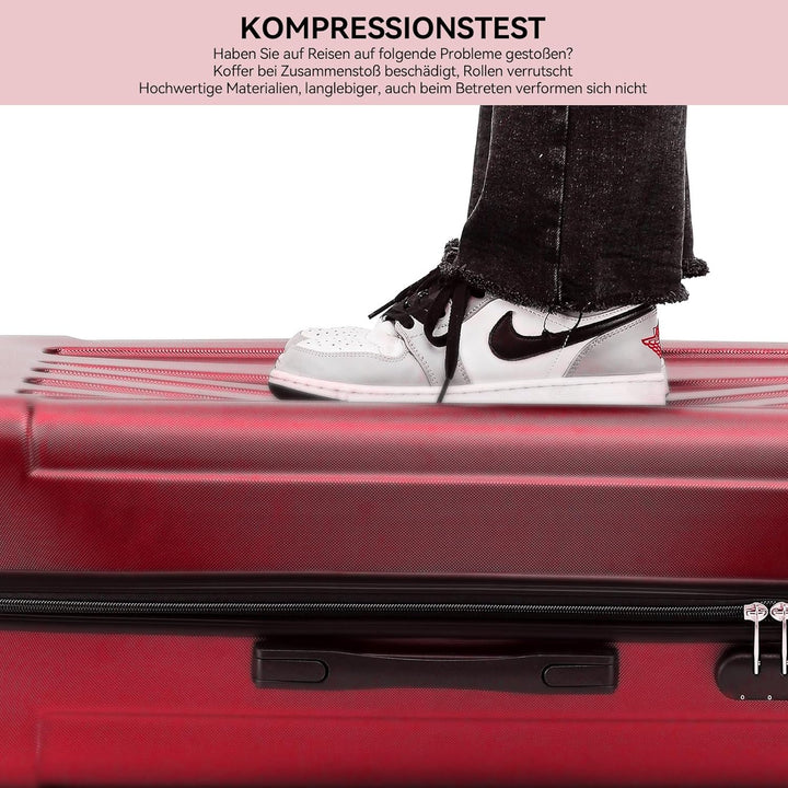 BEIBYE- Hartschalenkoffer Koffer Trolley Rollkoffer Reisekoffer Zahlenschloss 4 Zwilings-Rollen (Chi