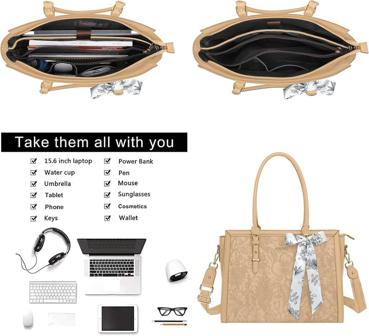 MOSISO Laptop Tasche für Frauen,17,3 Zoll PU Leder Tote Bag Kompatibel mit MacBook,HP,Dell,Asus Note