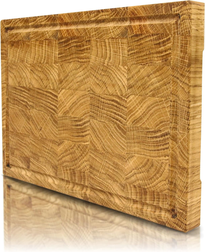 holz4home® Schneidebrett S aus Eichenholz I Stirnholz Würfelmuster Echtholz Brett I Hackbrett Steakb