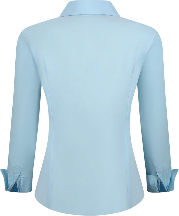 Alex Vando Bluse Damen Langarm Hemd Damen Stretch – Business Button Down Shirts, Bügelfrei Arbeitshe