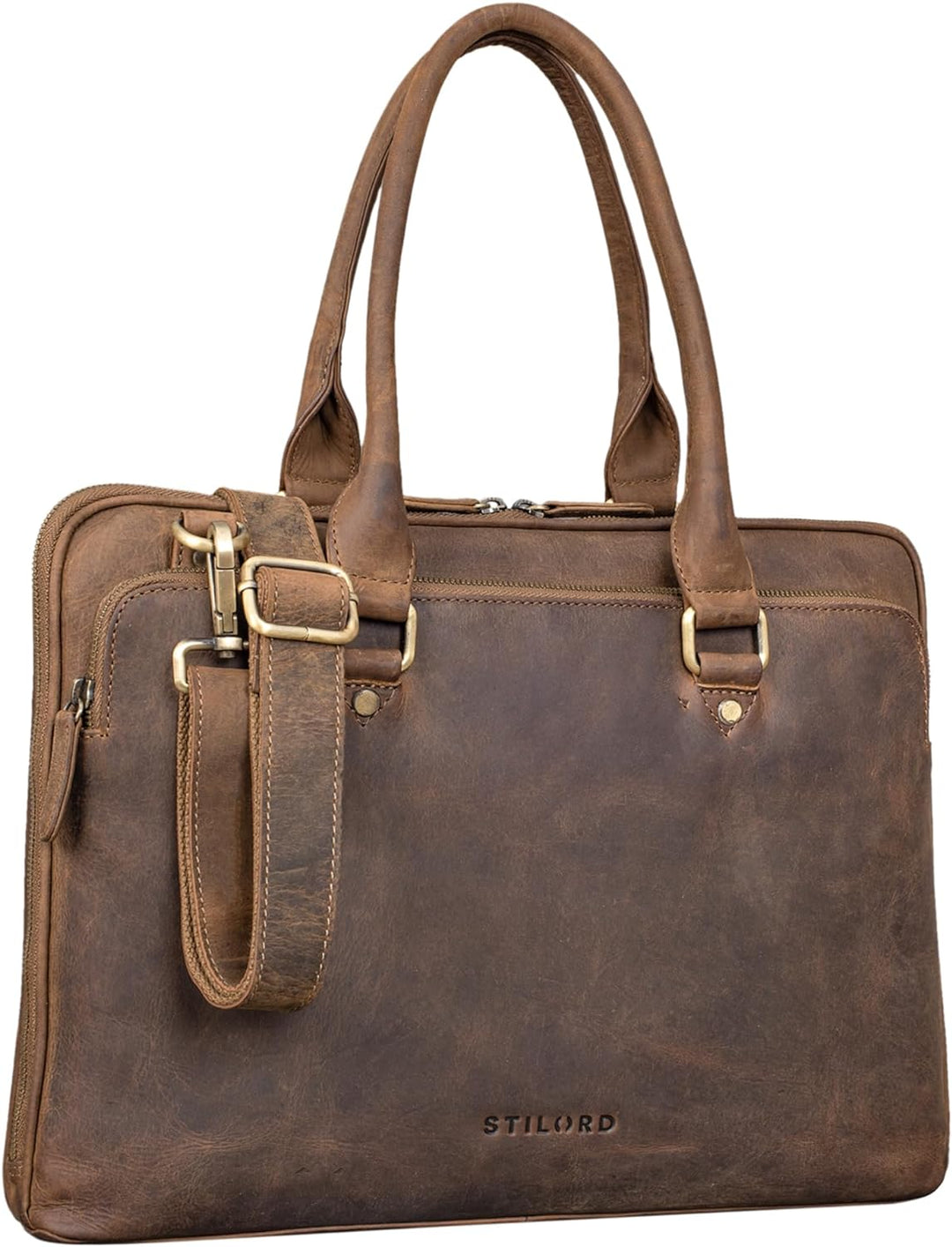 STILORD 'Joanna' Laptoptasche Damen elegant Leder Businesstasche Ledertasche Frauen Henkeltasche für