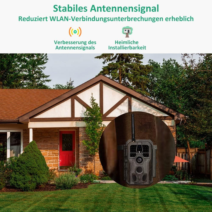 GardePro E8 Wildkamera WLAN mit App 48MP H.264 1296P Video, 27m Infrarot Nachtsicht Bewegungsmelder