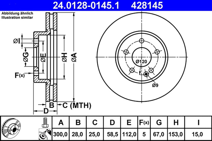 ATE Original Bremsscheibe - 1 Bremsscheibe - 24.0128-0145.1 - ECE-R90 Strassenzulassung