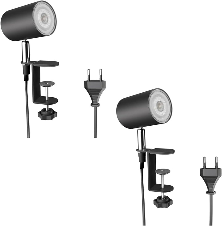 ledscom.de Klemmlampe WAIKA, Schalter, schwarz matt, inkl. LED GU10 Lampe, 3-Stufen Dimmen: max. je