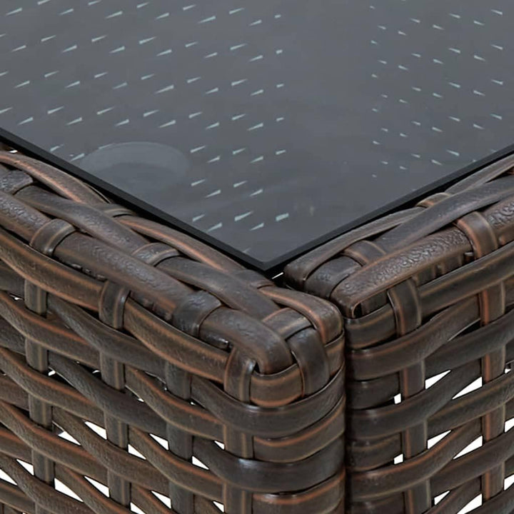 FIRBNUS 40x40x45 cm Teetisch mit Glas Tischplatte Balkontisch Terrassentisch Gartentisch Dining Tabl