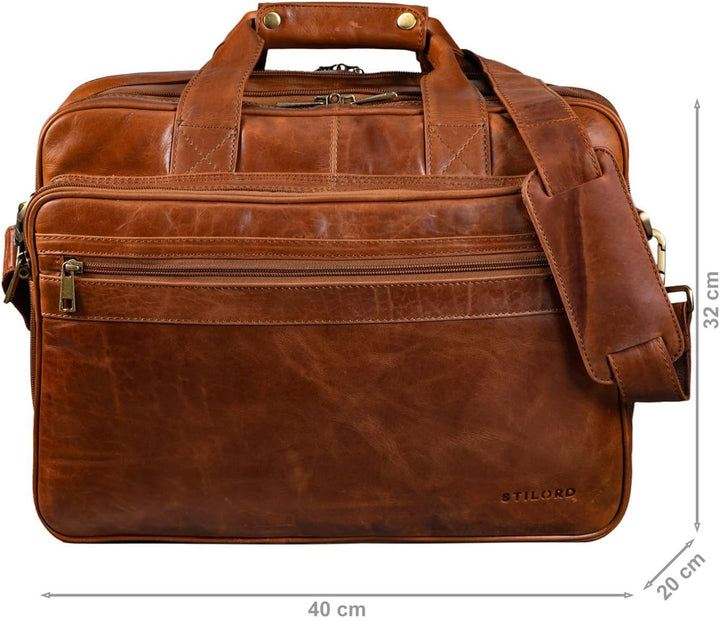 STILORD 'Leopold' XL Echtleder Aktentasche - der verbesserte Geheimtipp für Lehrerzimmer & Büro - Bu
