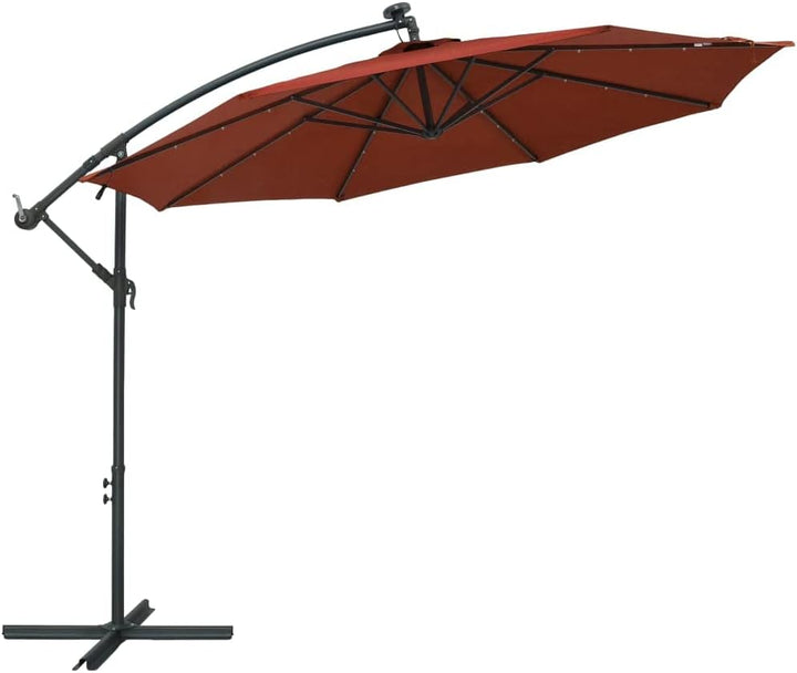 vidaXL Ampelschirm mit LED-Leuchten Stahlmast Sonnenschirm Gartenschirm Strandschirm Marktschirm Bal